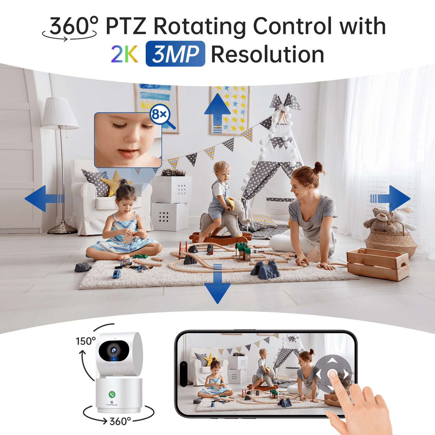 <Dual-Band WiFi> Y3 Baby & Pet Indoor Security Camera, 2K HD Symynelec Camera