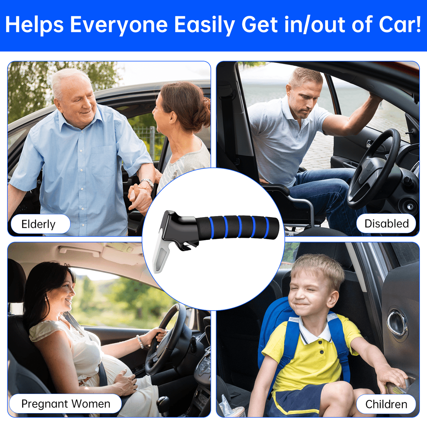 SYMYNELEC Car Door Handle for Elderly: Non-Slip Grip and Sturdy Assist Support - Fits Most Vehicles for Easy Getting in and Out of Car - Helpful for Seniors Handicapped Pregnant Women Children 2Packs