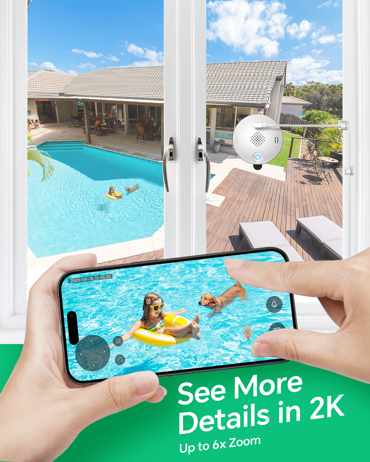 Gosulub Window Cameras for Home Security: Indoor Camera for Outdoor Monitoring with 2K Full Color Night Vision Motion Human Vehicle Detection Easy Installation