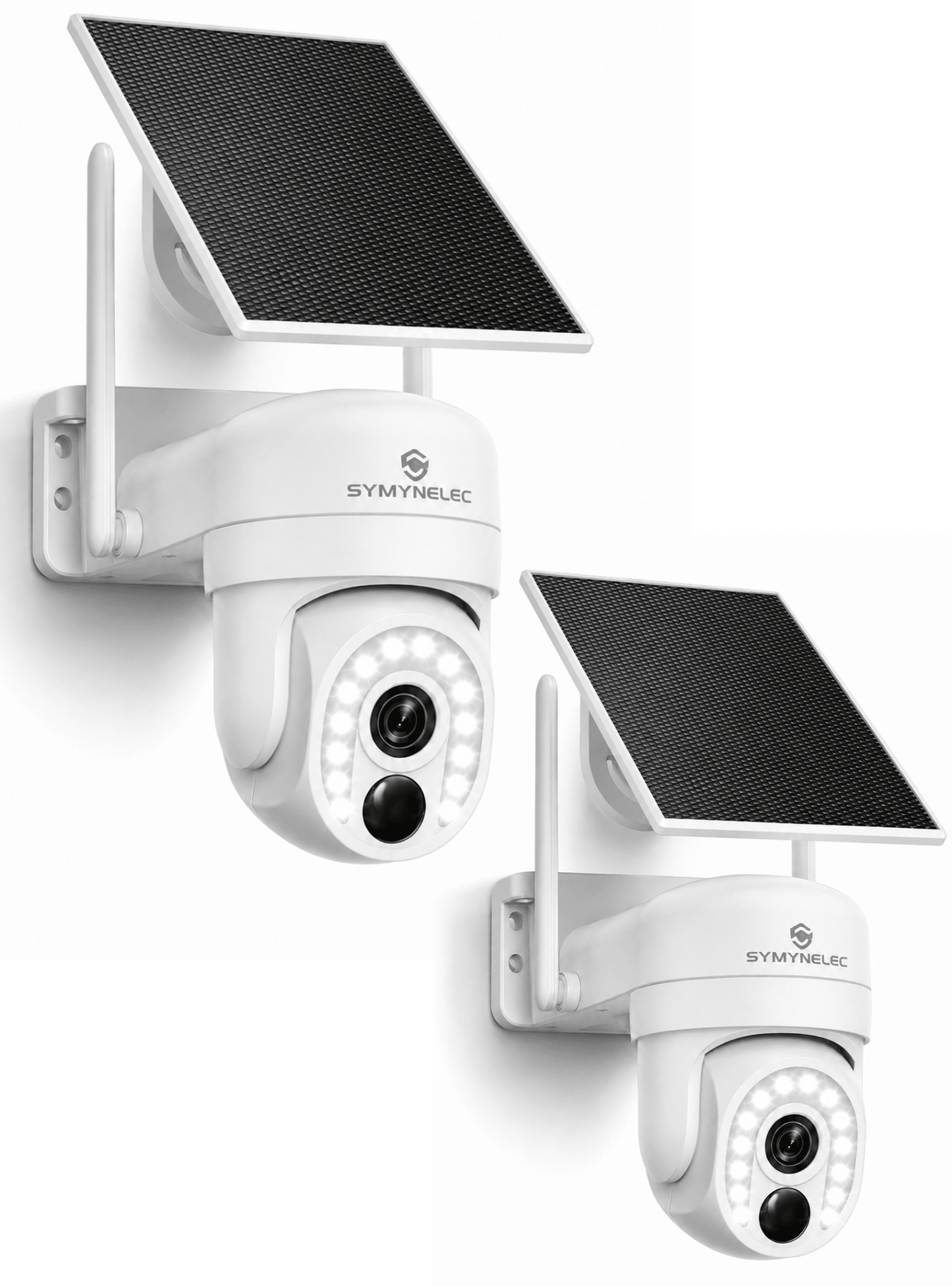 SYMYNELEC 2.4/5GHz Solar Security Camera Wireless Outdoor, 100% Wire-Free | No Monthly Fee, 360° Pan/Tilt, 2K Night Vision, Person Detection, 2-Way Talk, Siren Spotlight Weatherproof Cloud/SD Storage