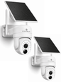 SYMYNELEC 2.4/5GHz Solar Security Camera Wireless Outdoor, 100% Wire-Free | No Monthly Fee, 360° Pan/Tilt, 2K Night Vision, Person Detection, 2-Way Talk, Siren Spotlight Weatherproof Cloud/SD Storage