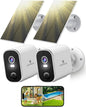 SYMYNELEC 2K Solar Security Cameras Wireless Outdoor 2-Pack - No Subscription, Home Security System with Color Night Vision, Person Detection, Waterproof, Compatible with Alexa, 2.4GHz WiFi
