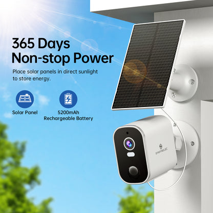 Solar Powered Wireless Security Camera Outdoor – Pan Tilt Spotlight, 1080P PIR + Radar, Battery Backup