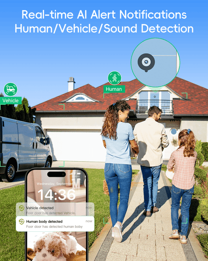 Gosulub Window Cameras for Home Security: Indoor Camera for Outdoor Monitoring with 2K Full Color Night Vision Motion Human Vehicle Detection Easy Installation