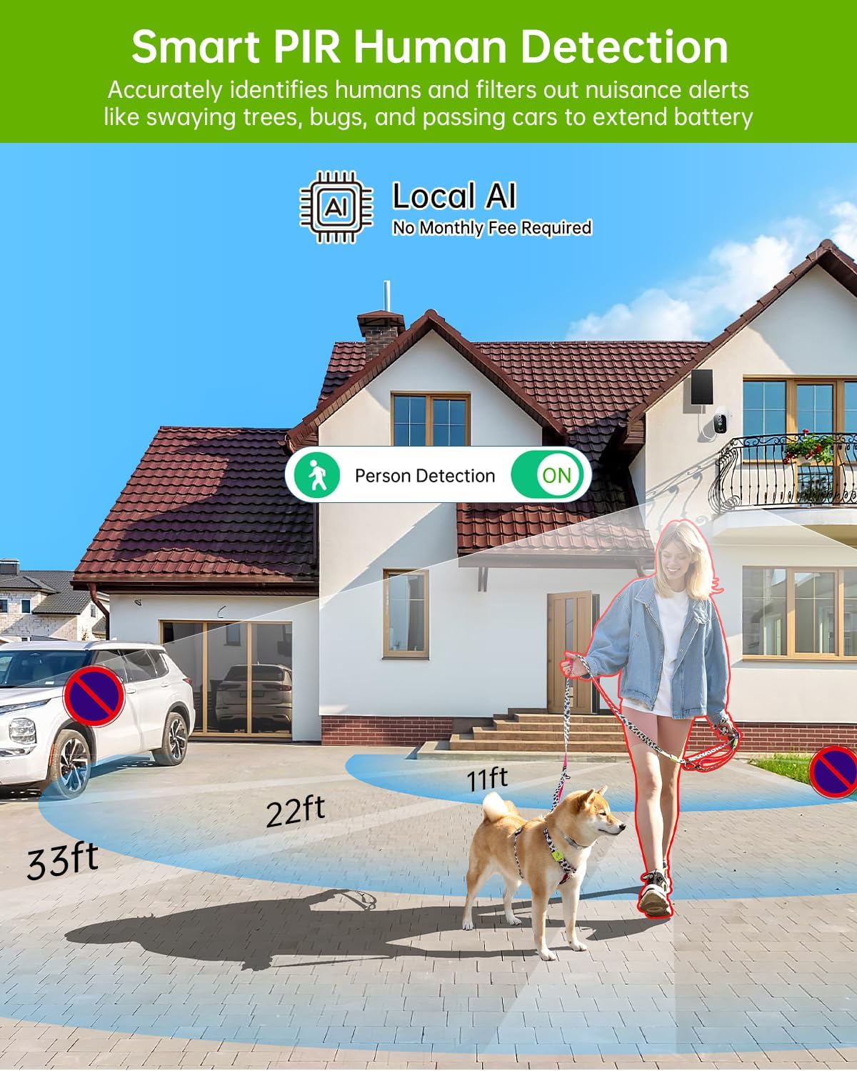 SYMYNELEC 2K Solar Security Cameras Wireless Outdoor 2-Pack - No Subscription, Home Security System with Color Night Vision, Person Detection, Waterproof, Compatible with Alexa, 2.4GHz WiFi