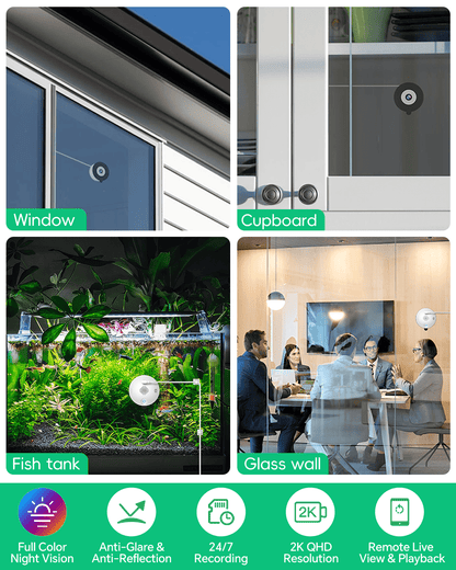 Gosulub Window Cameras for Home Security: Indoor Camera for Outdoor Monitoring with 2K Full Color Night Vision Motion Human Vehicle Detection Easy Installation