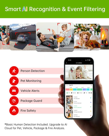 SYMYNELEC 2K Solar Security Cameras Wireless Outdoor 2-Pack - No Subscription, Home Security System with Color Night Vision, Person Detection, Waterproof, Compatible with Alexa, 2.4GHz WiFi