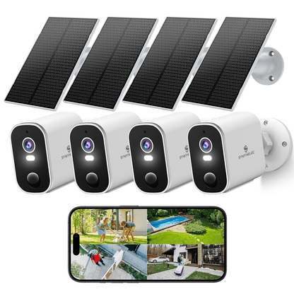 Solar Security Cameras Wireless Outdoor: 2K Battery Powered WiFi Camera with AI Motion Detection for Home - Color Night Vision Spotlight Siren Alarm 2-Way Talk IP65 Waterproof Cloud TF Storage